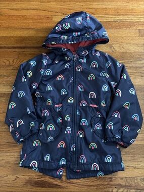 Carter’s girls fleece lined hooded raincoat spring jacket rainbow pattern